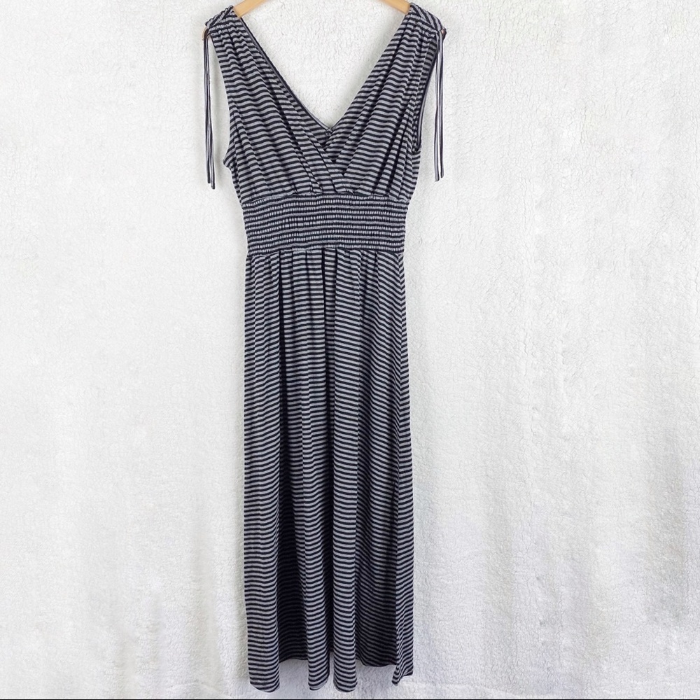 Just Love Sleeveless blk/gray striped Maxi Dress